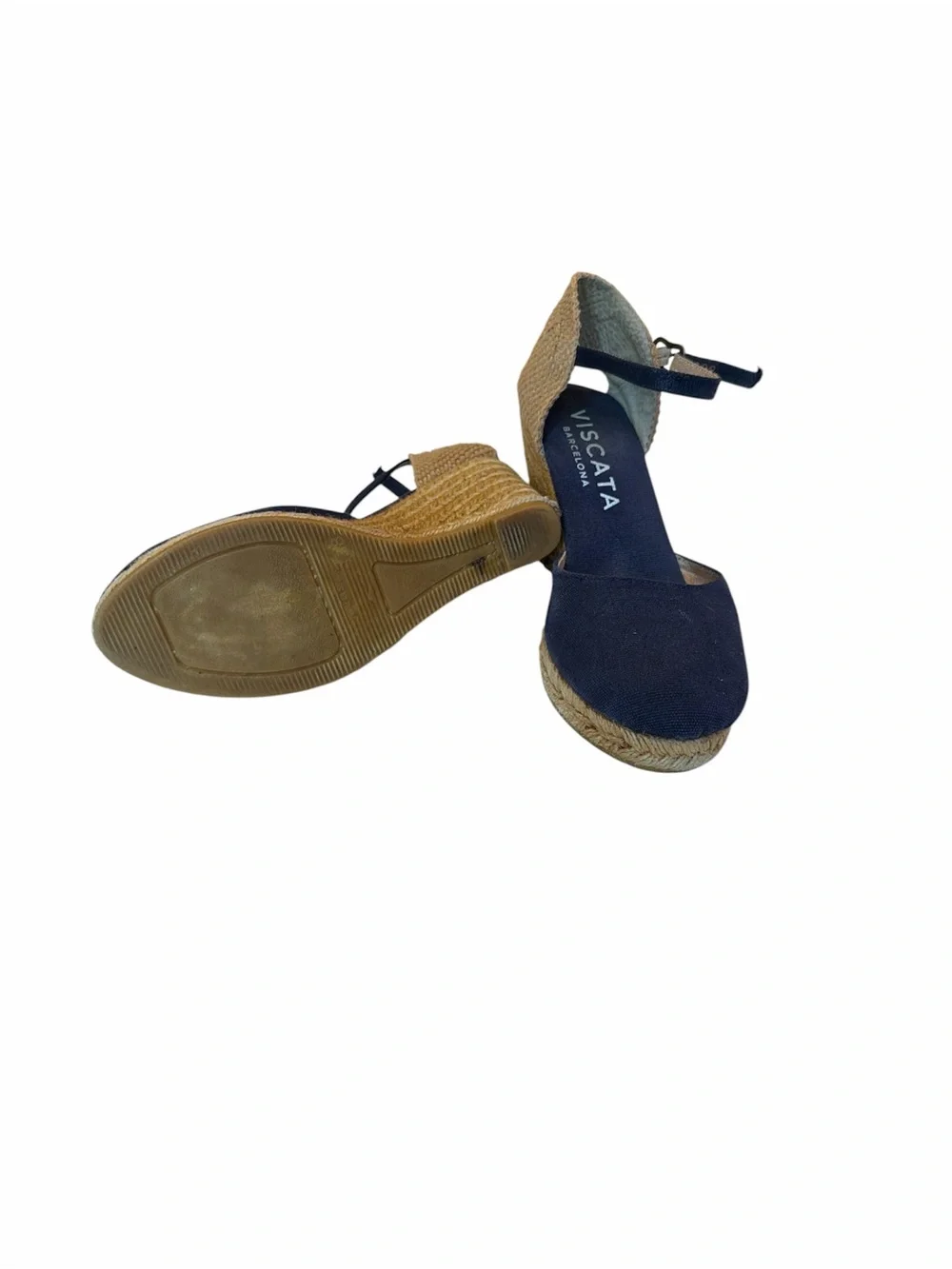 Viscata Navy Espadrille Wedge Sandals with Ankle Strap
